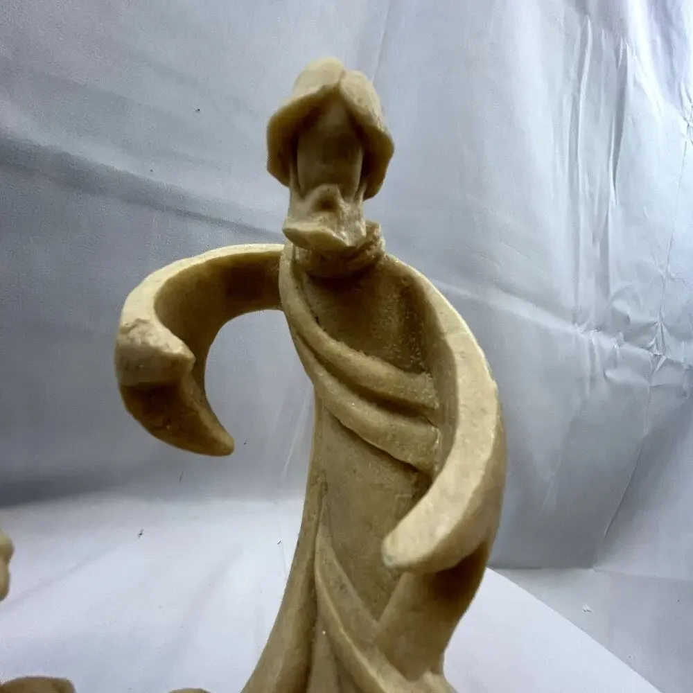 SKU2184 Holy Family Nativity Tea Light Candle Holder Mary Jesus Joseph Sandstone
